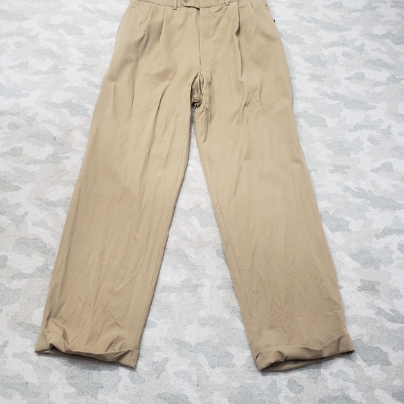Jack Victor Pants Mens 32x30 Brown Super 100s Pleated Pockets Prossimo - Picture 1 of 10